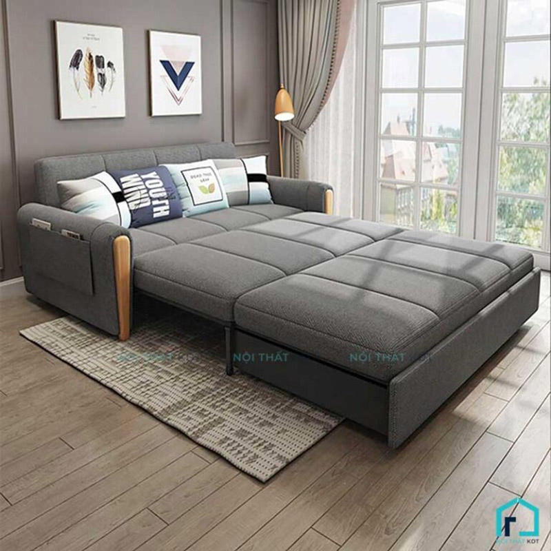 sofa giường chân gỗ