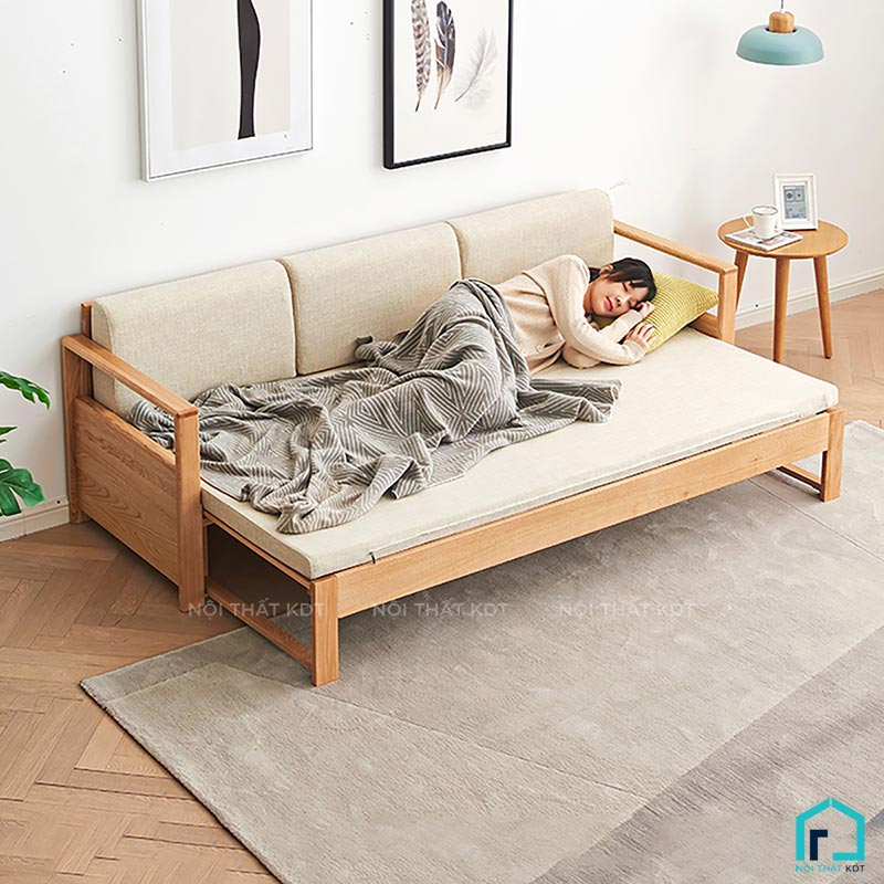 sofa giường gỗ tay mỏng