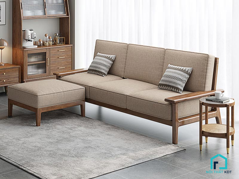 sofa nỉ 2m kết hợp với khung gỗ