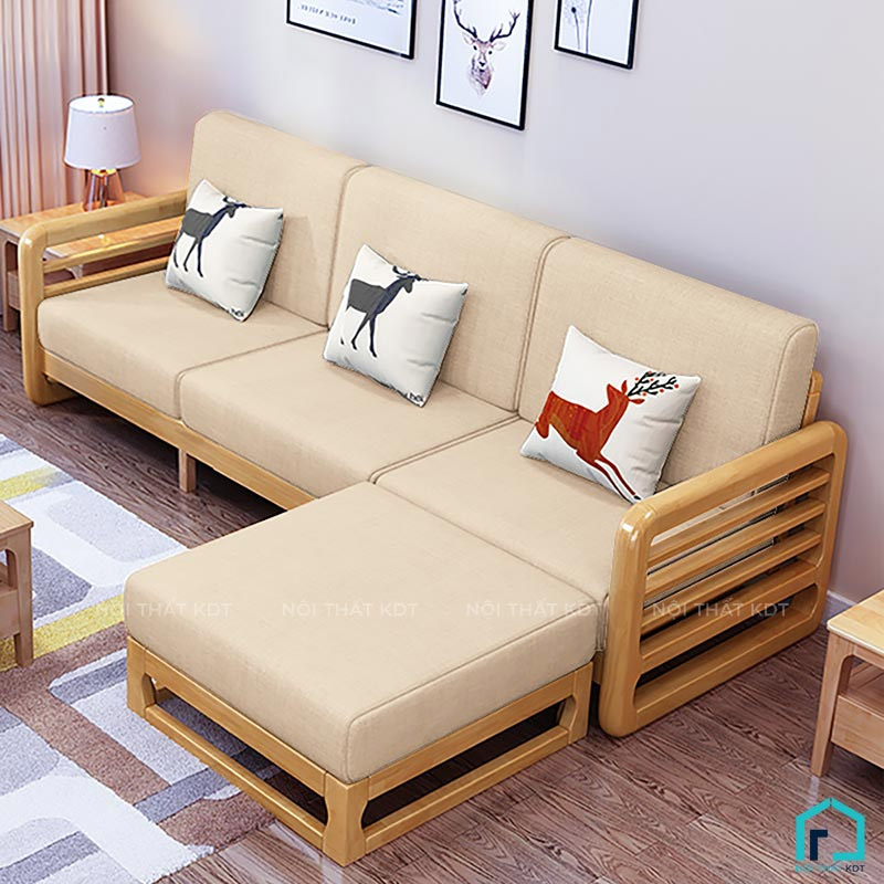 Bộ sofa gỗ tay tròn 