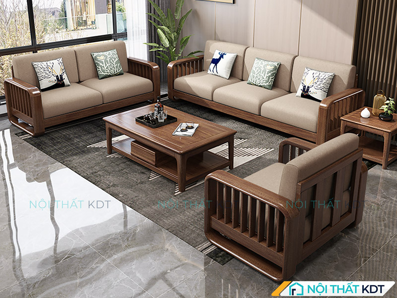 Bộ sofa gỗ chữ U sang trọng, hiện đại nhưng vẫn đậm nét truyền thống 