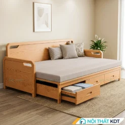 Sofa giường gỗ nhỏ gọn chắc chắn S34 màu cho nhà nhỏ
