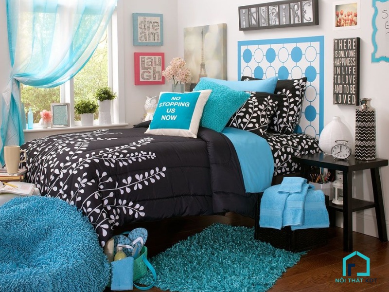 Phòng ngủ xanh ngọc không gian nhỏ