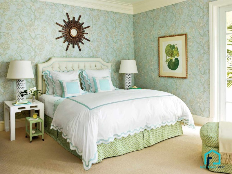 Phòng ngủ xanh ngọc nhạt