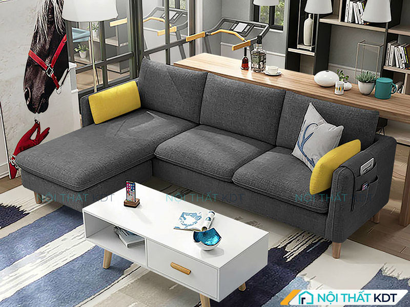 Mẫu sofa góc cho phòng khách nhỏ nỉ S33A tại Nội thất KDT