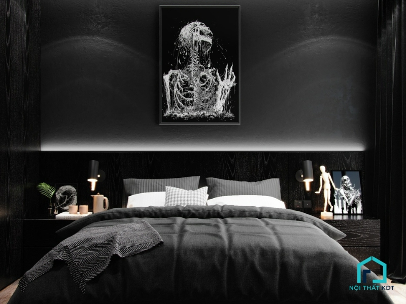 mẫu thiết kế phòng ngủ màu đen hiện đại