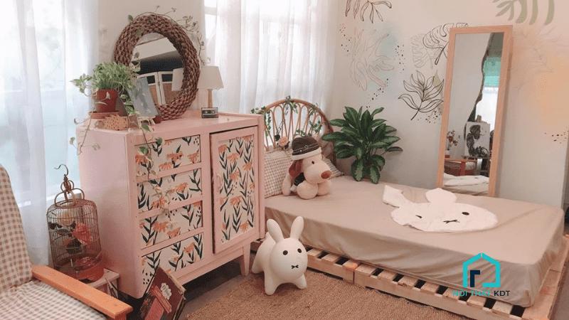 nội thất phòng ngủ vintage đơn giản