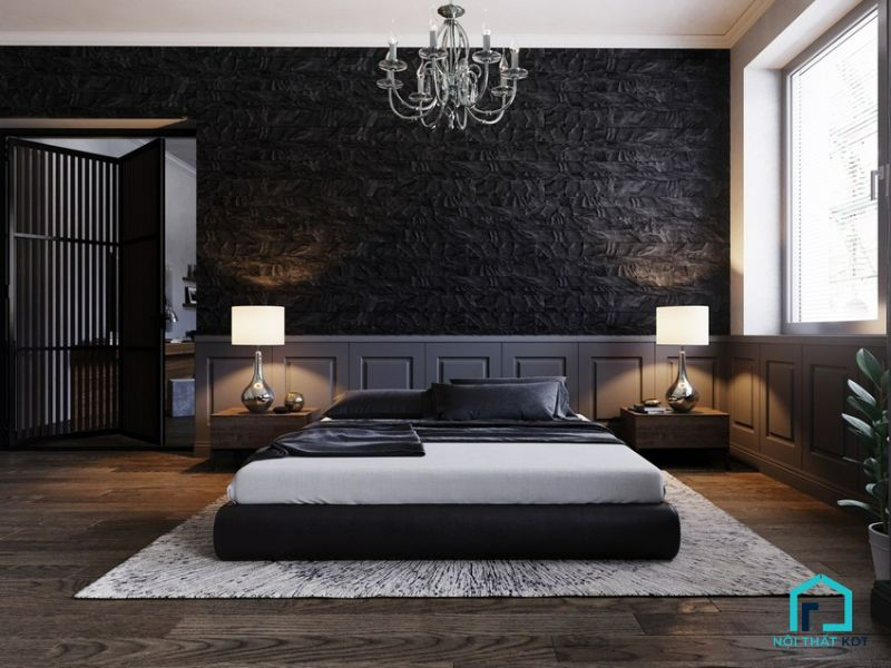 phòng ngủ đơn giản màu đen