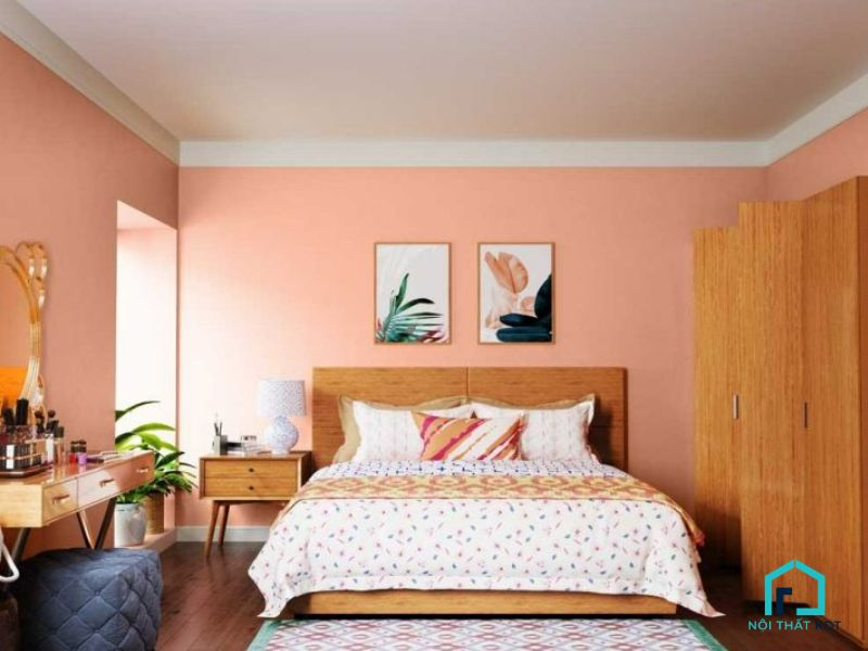 phòng ngủ màu hồng đậm