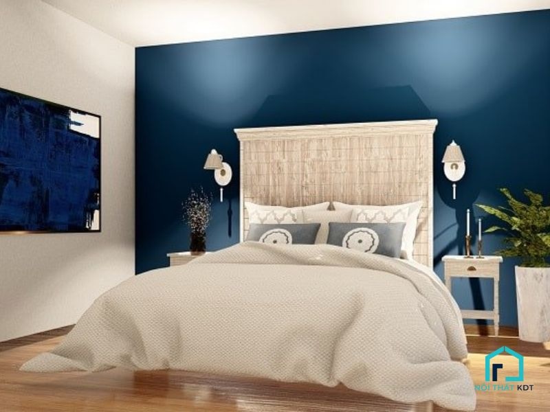 Thiết kế phòng ngủ xanh màu xanh navy