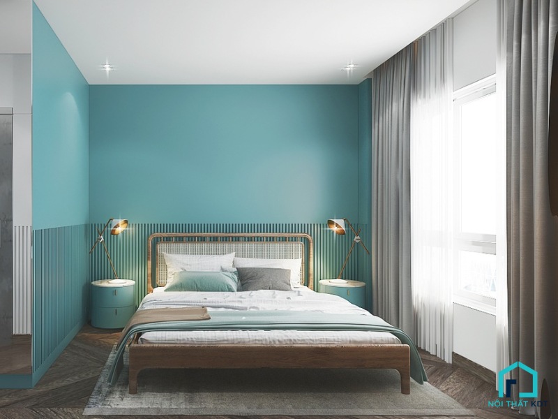 Phòng ngủ màu xanh lam hiện đại