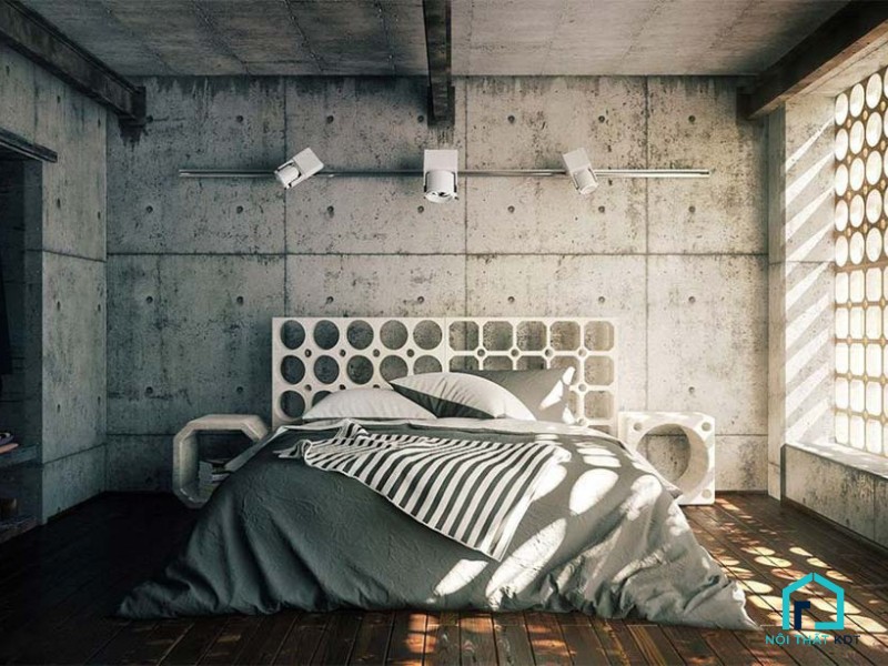 thiết kế phòng ngủ phong cách industrial