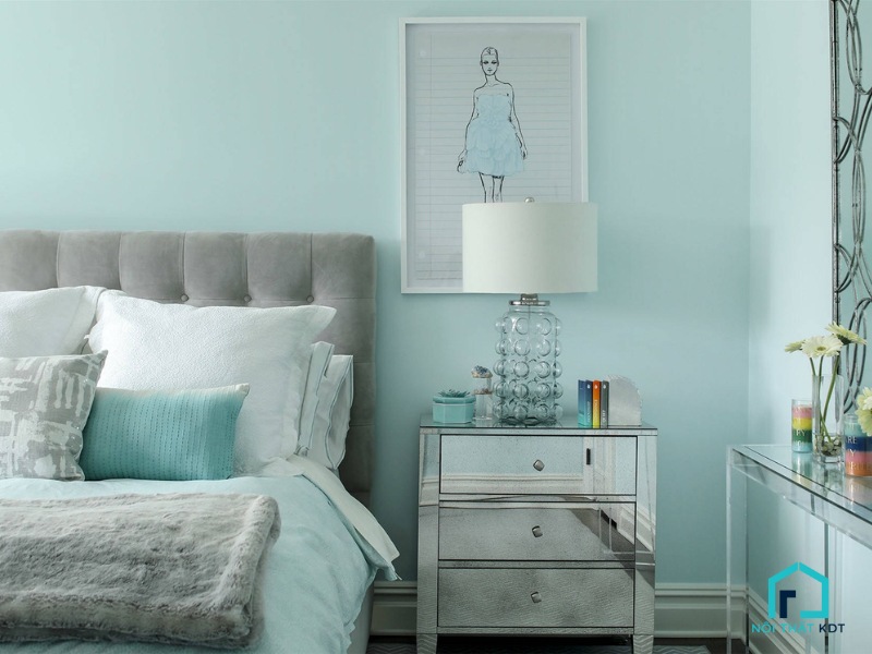 Phòng ngủ xanh ngọc phong cách sang trọng 