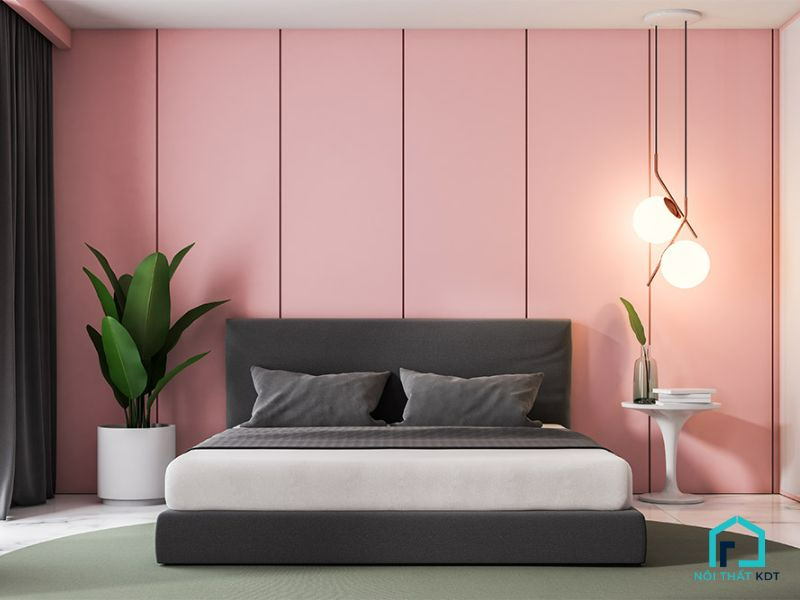 mẫu phòng ngủ màu trắng hồng