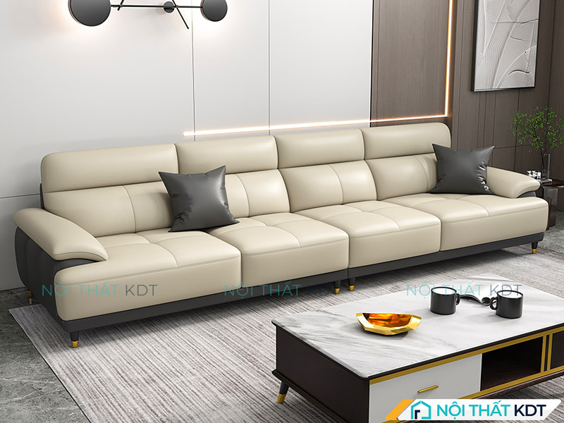 Mẫu sofa da trắng văng S197 nhỏ gọn