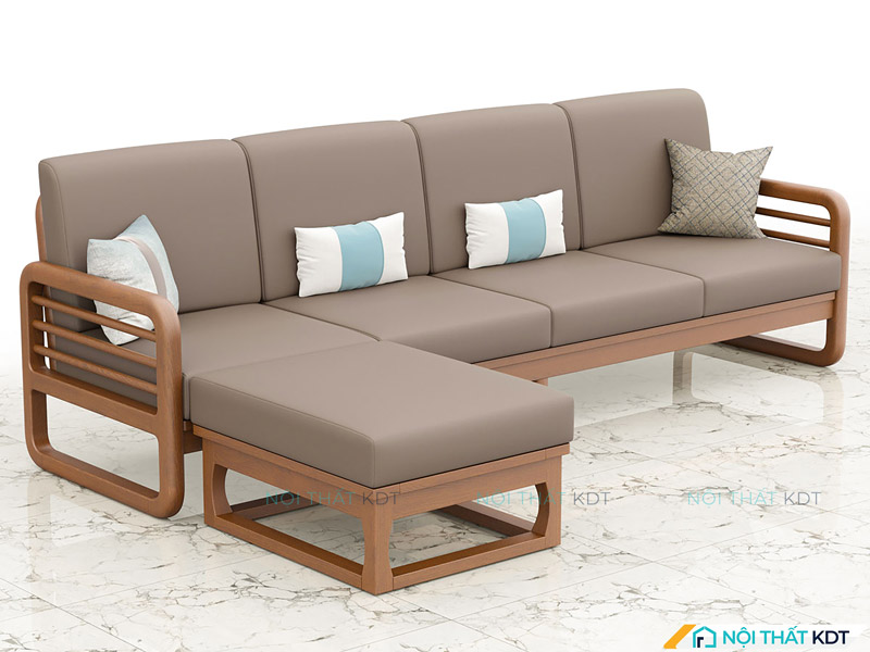 Tông nâu nhạt trung tính giúp sofa dễ dàng phối hợp với mọi phong cách nội thất
