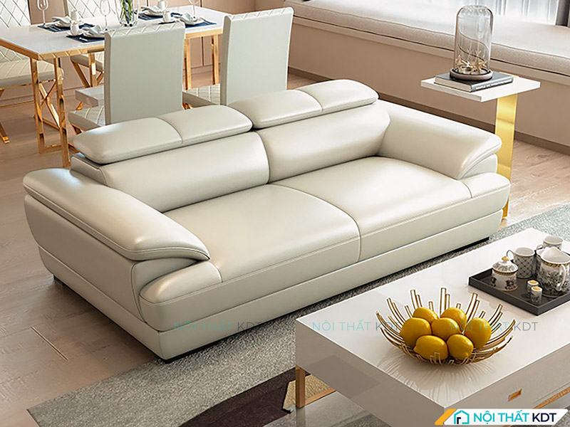 Sofa da trắng S215 kiểu dáng tối giản