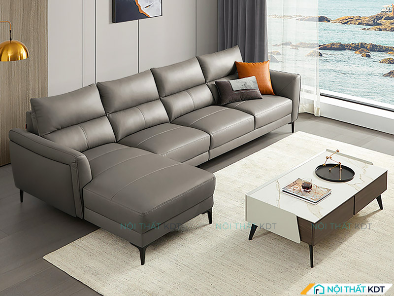 Sofa chữ L màu xám tối giản mà vẫn đủ sức hút
