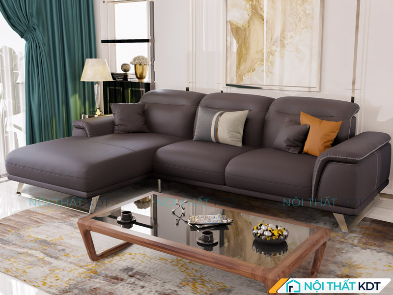 Mẫu sofa màu nâu đất mang đến chiều sâu cho không gian phòng