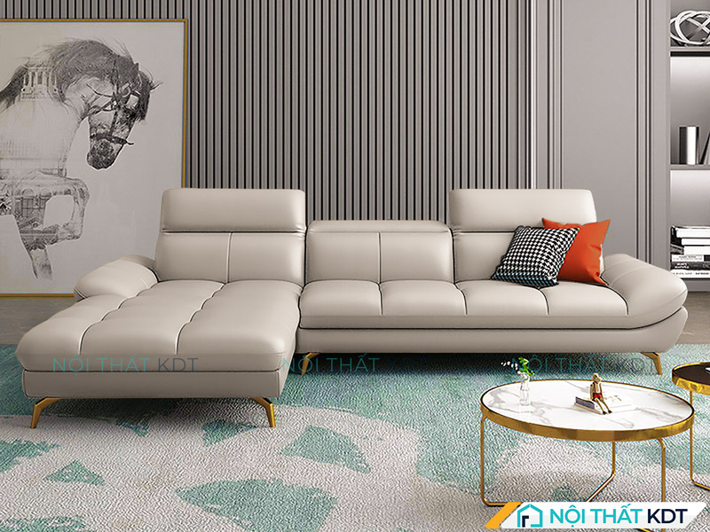 Sofa da trắng S199 form chuẩn, không xẹp lún
