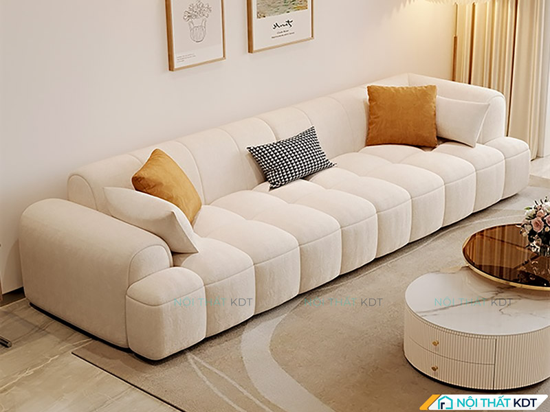 Sofa nỉ trắng S434 mềm mại, tinh tế