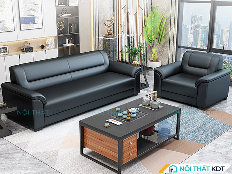 Sofa S443 màu đen kết hợp dáng chữ U tạo vẻ quyền lực