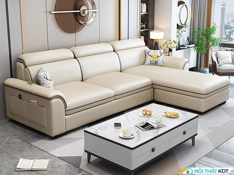 Mẫu sofa nỉ S110 trắng L nhỏ gọn, êm ái