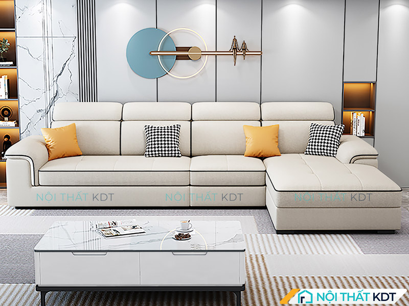 Sofa S251 có chất liệu nỉ cao cấp, lớp bọc trắng sáng dễ phối đồ