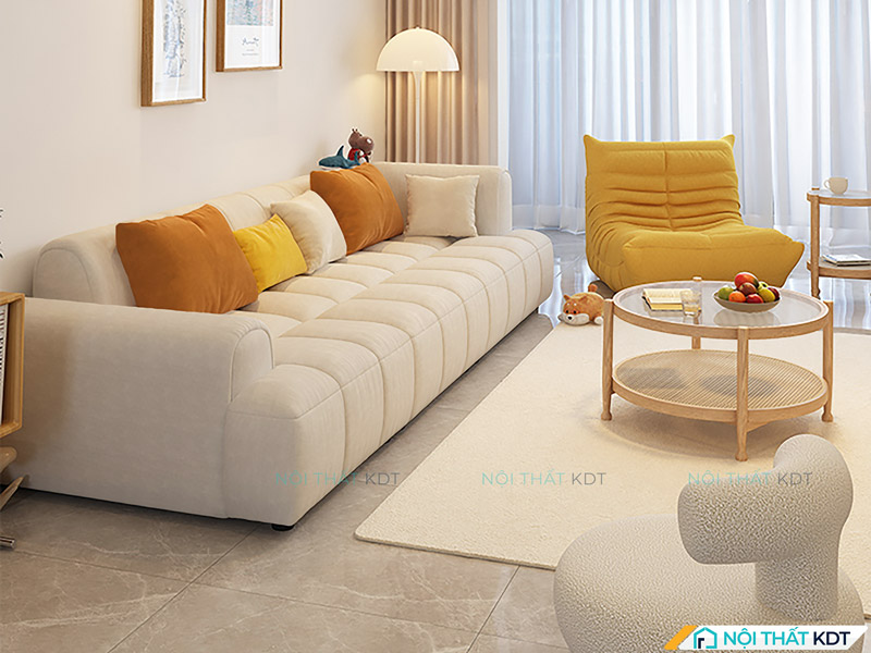 Sofa văng nỉ kiểu màu trắng dáng vintage S434V