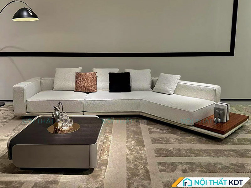 Ghế nỉ trắng kiểu dáng tối giản, tôn lên vẻ thanh lịch