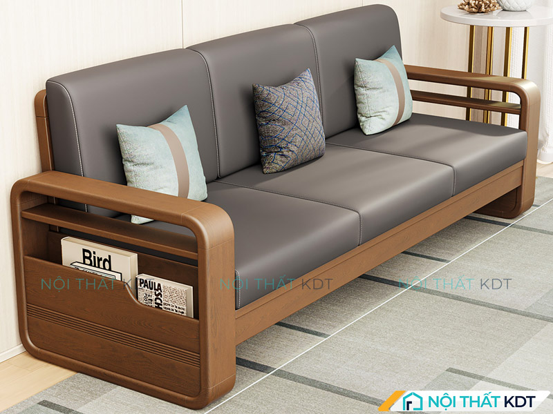 Sofa văng gỗ tự nhiên đệm nỉ S178-V3