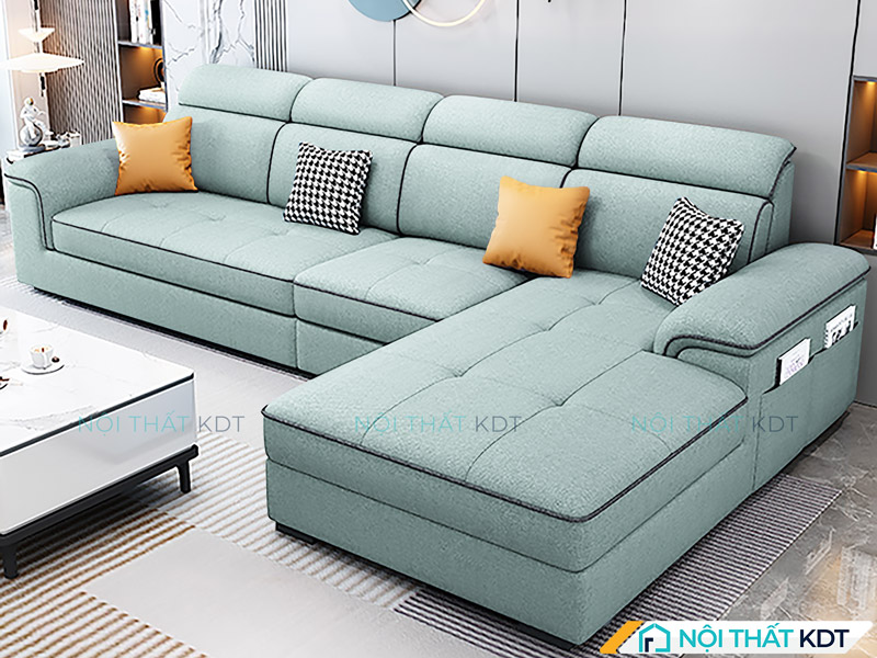 Mẫu sofa nỉ xanh pastel mềm mại, dịu dàng
