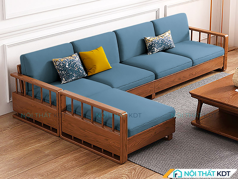 Bộ ghế sofa chung cư gỗ sồi góc chữ L sang trọng S277