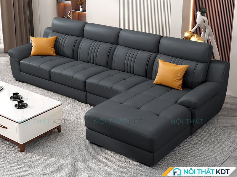 Sofa da đen chữ L S211 vừa tiện nghi vừa mang lại điểm nhấn