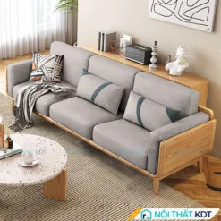 Ghế sofa gỗ sồi văng đệm nỉ êm ái, đơn giản S294