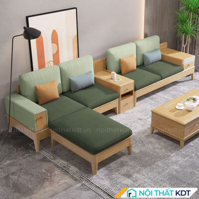 Sofa go goc L tay vin da nang S286 12