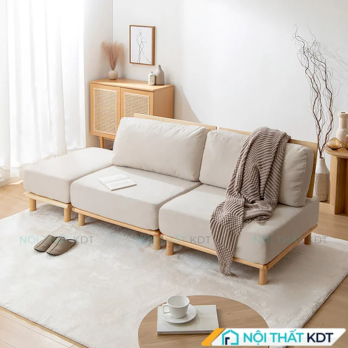Mẫu sofa đế gỗ đệm dày thoải mái S190