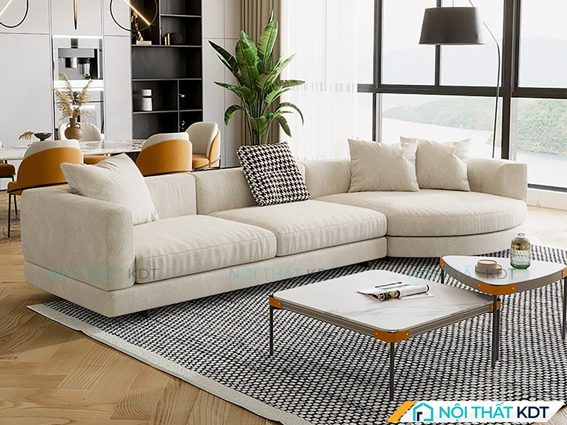 Kết hợp sofa văng dài làm đẹp phòng khách trung bình