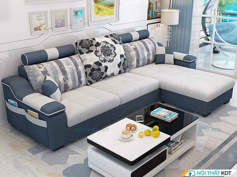 Sofa nỉ màu xám S39 được thiết kế thấp sàn, dáng rộng, tạo cảm giác lý tưởng cho không gian sống