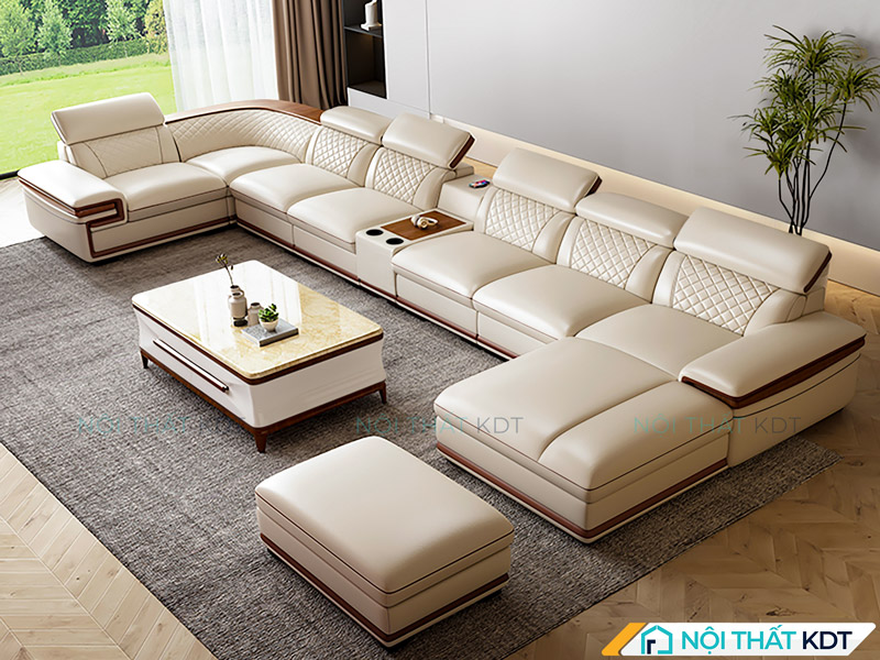 Sofa chữ U hoặc sofa cong lý tưởng cho phòng lớn