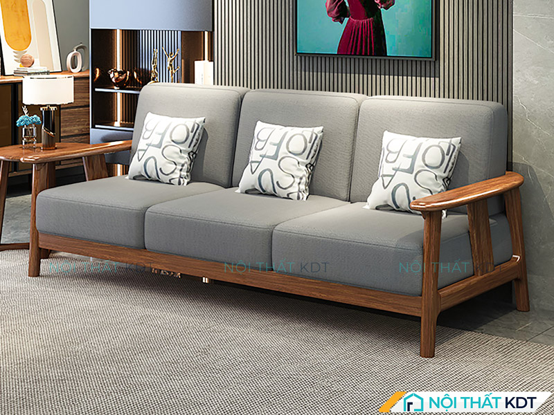 Sofa gỗ màu xám S464 có độ bền chắc chắn và tính thẩm mỹ cao 