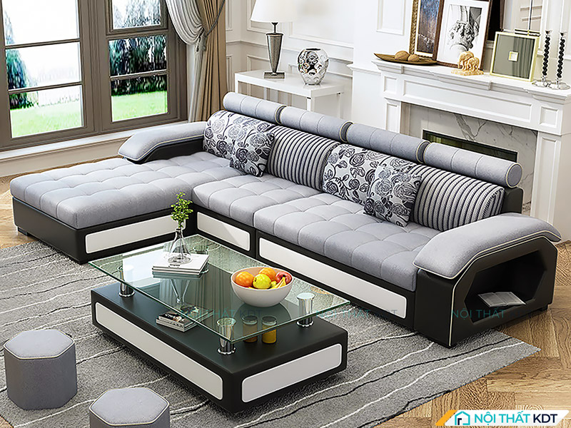 Sofa nỉ màu xám S29 dễ dàng phối hợp với nhiều kiểu nội thất hiện đại