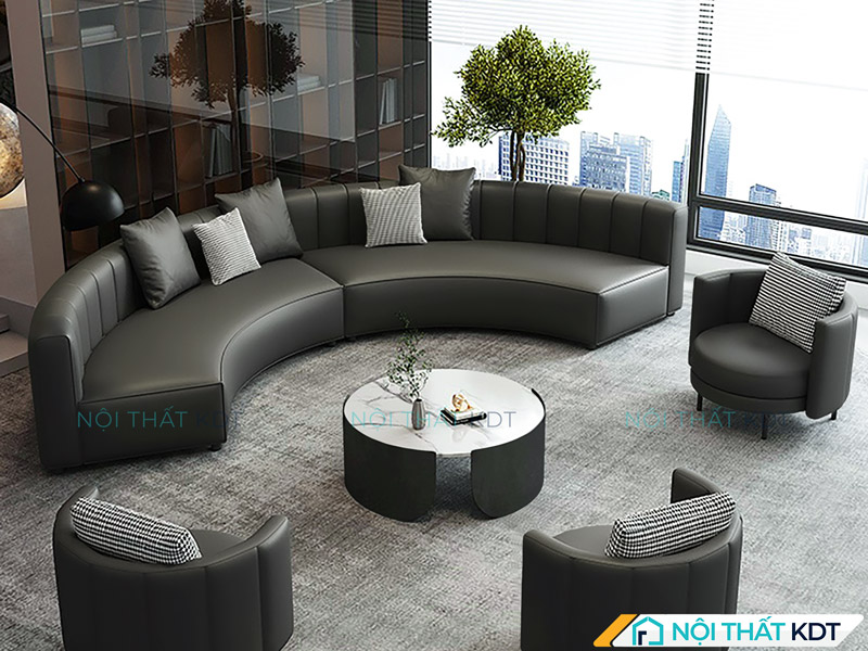 Sofa cong tạo điểm nhấn nghệ thuật cho không gian mở
