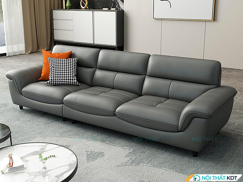 Sofa da màu xám S412-V3 sở hữu chất liệu da công nghiệp cao cấp, chống trầy xước