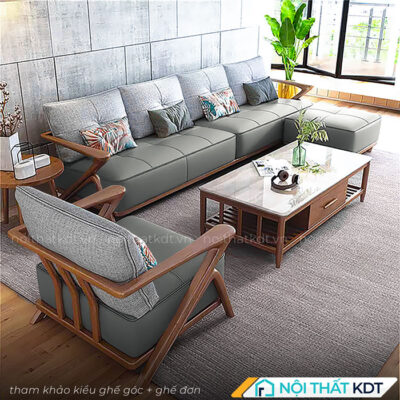 Bo ghe sofa vang go soi S319 22