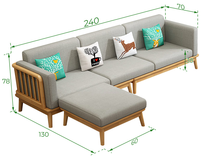 Kích thước ghế sofa gỗ chữ L mini