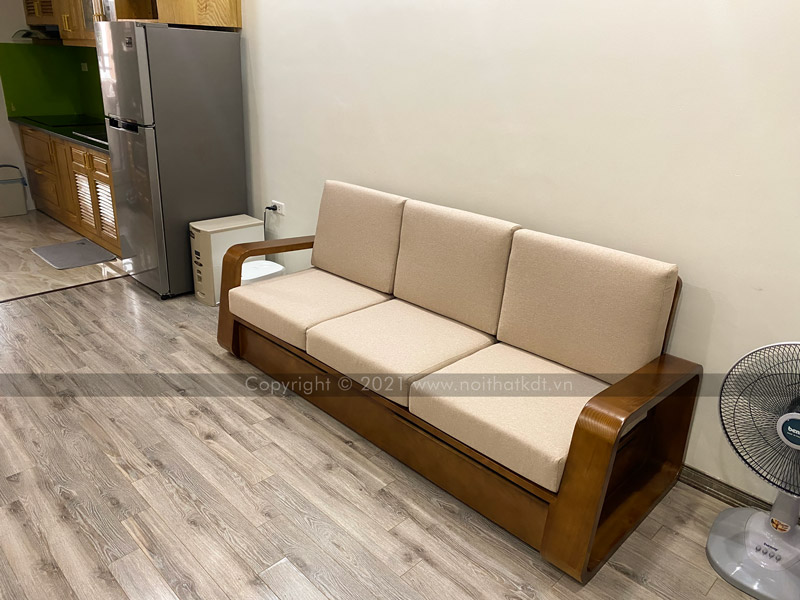 Ảnh thực tế sofa văng da S174 tại nhà khách hàng của Nội thất KDT