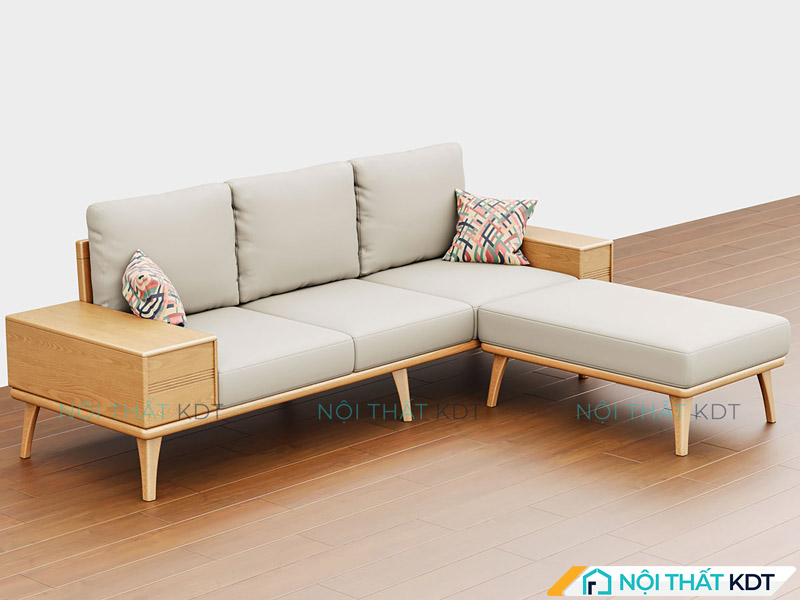 Sofa chữ L có tích hợp tủ đồ ở tay vịn, tối ưu hoá không gian và công năng 