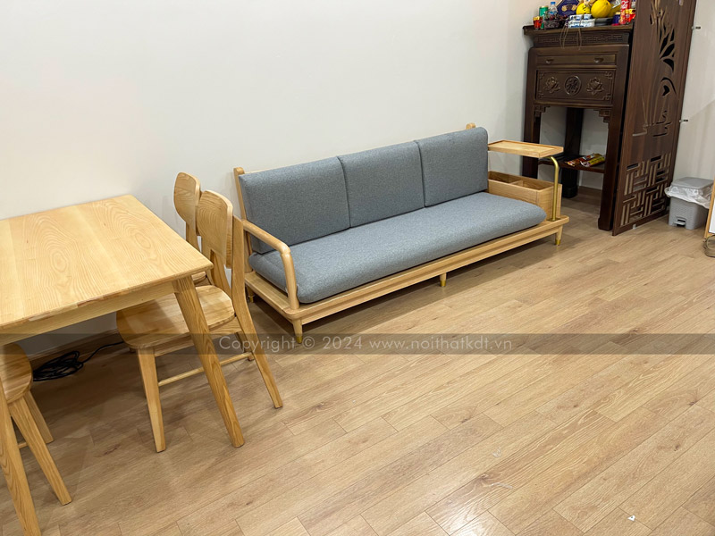 Ảnh thực tế sofa văng da S180 tại nhà khách hàng của Nội thất KDT