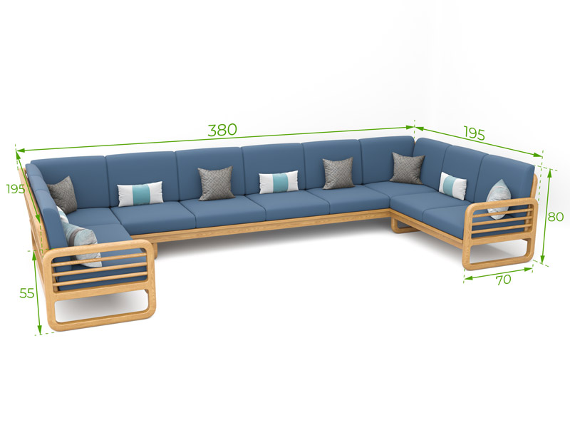 Kích thước ghế sofa gỗ chữ U